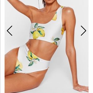 Easy peasy lemon one shoulder bikini set